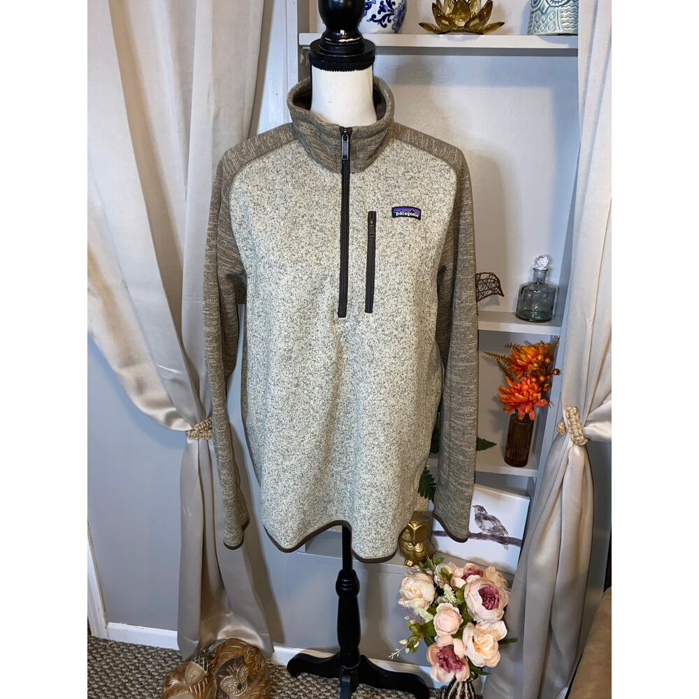 Patagonia Men’s Large Brown Long Sleeve Quarter Zip Sweater GUC Work Wear Top